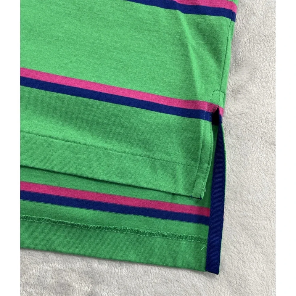 Polo Golf Ralph Lauren Polo Shirt Men XL Green Stripes Regular Hi-Low Slit Pima
